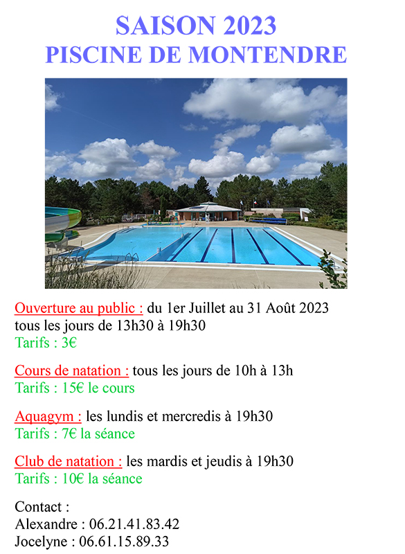 Cours de natation Montendre 2023
