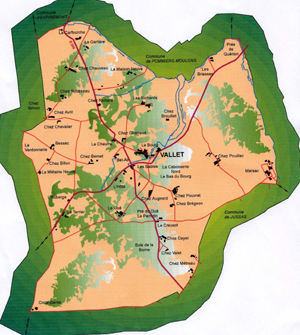 Carte commune associée de Vallet