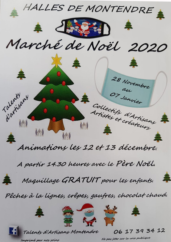 Talents d'artisans vous accueille sous les halles de Montendre pour son marché de Noël